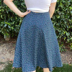 Banana Republic Blue Floral Midi Skirt Size 2